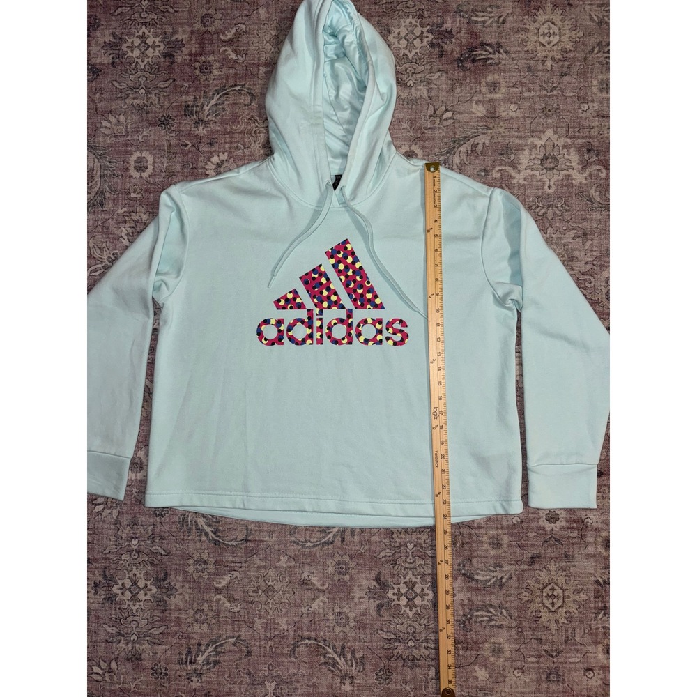 Adidas Womens Plus Size 2X Halo Mint Dot Print Logo Pullover Hoodie Sweatshirt - Picture 6 of 7